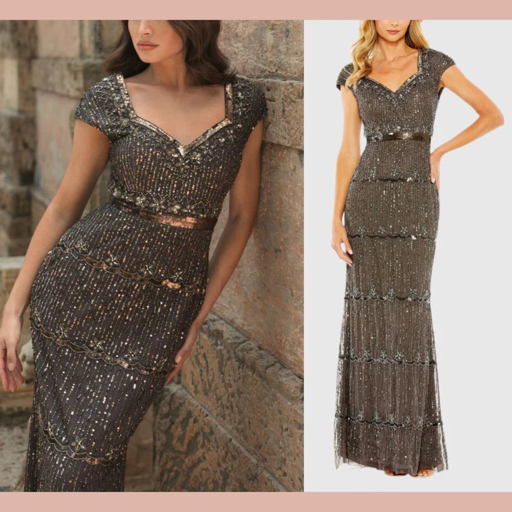 NWT Mac Duggal [ 12 ] 9089 Sweetheart Neckline Beaded Sequin Column Gown Q1081‎